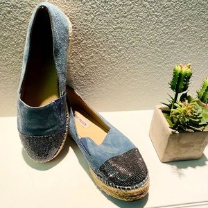 Steve Madden Breanna Slip-on Espadrille Flats Blue Suede US 7.5